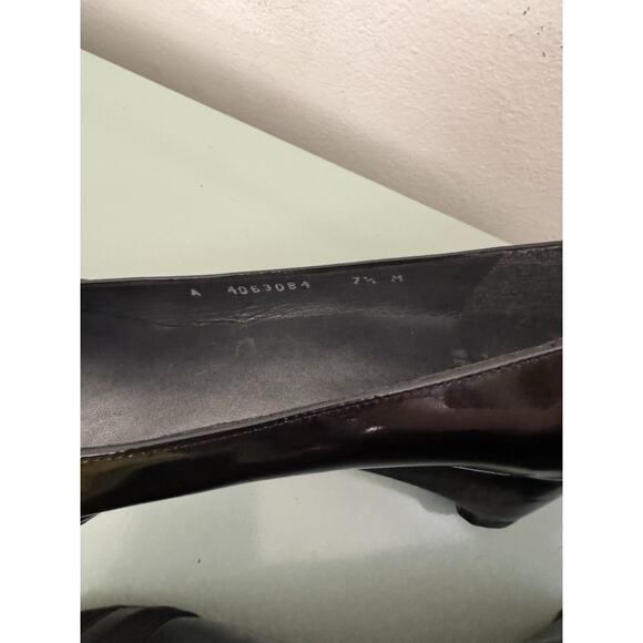 Stuart Weitzman Black Patent Leather Open Toed Wedge Sz 7.5 - Picture 5 of 5